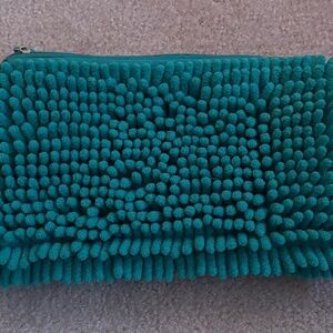 fluffy teal microfiber pencil case